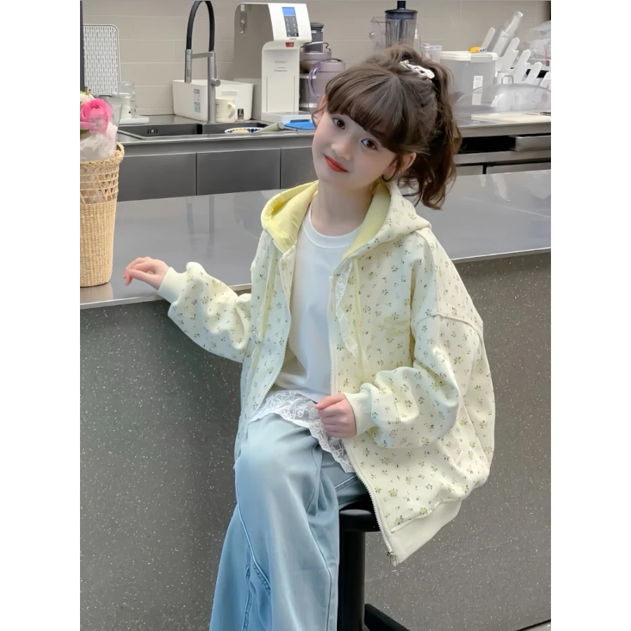【断码清货】2025秋清新满印碎花带帽拉链外套 D265 265 W