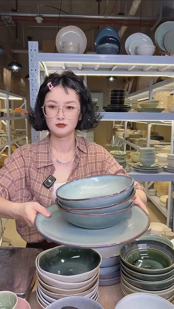瓷48外贸尾货高温釉下彩陶瓷餐具默认微瑕