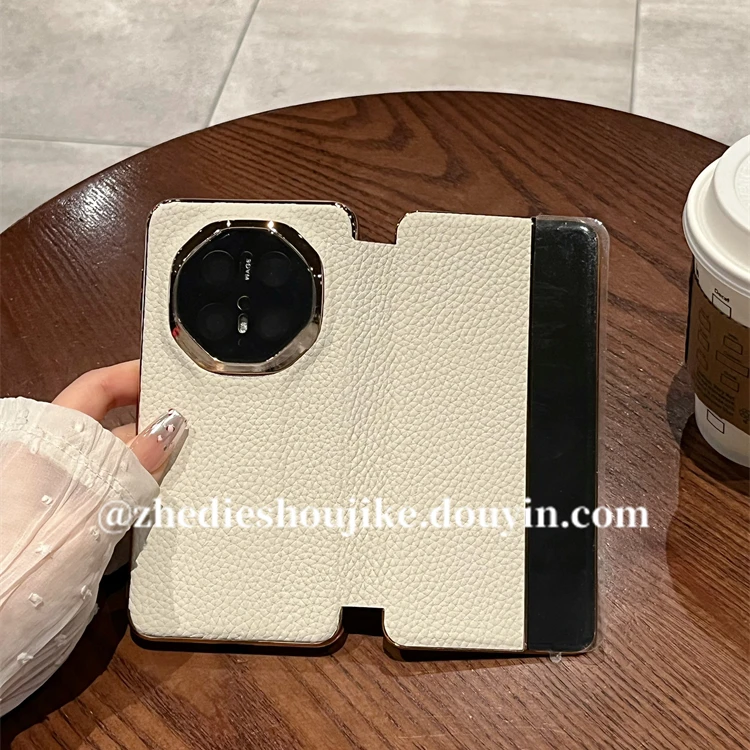 适用华为mate70rs非凡大师手机壳高级真皮荔枝纹全包防摔翻盖皮套