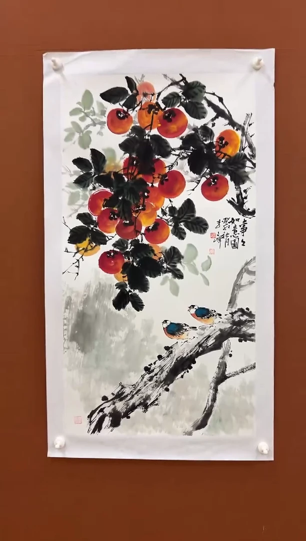 国画李文峰三尺整张花鸟