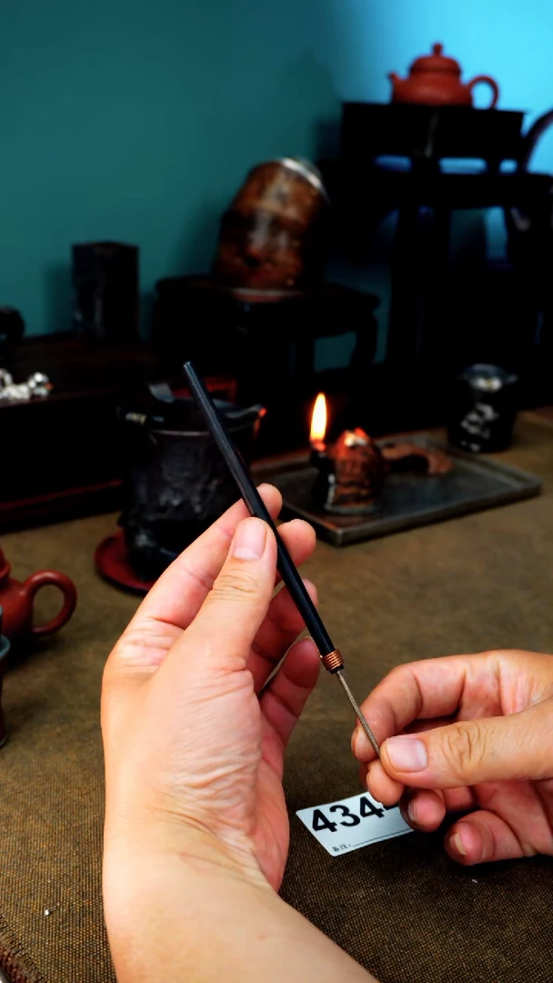 4344清仓黑檀纯银茶通长17.2