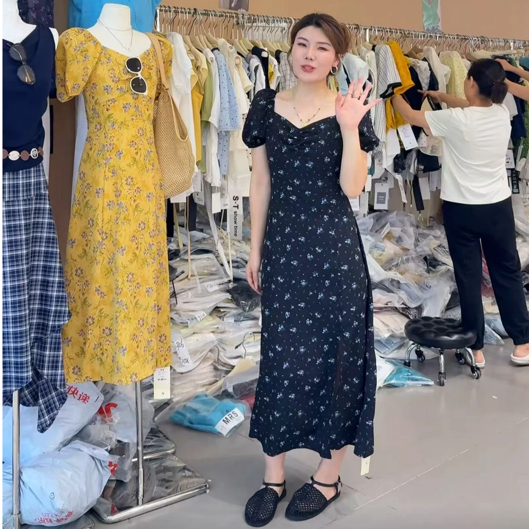 【洋洋精选】2025夏季新款百搭时尚简约气质短袖波点连衣裙