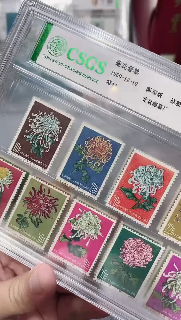 特44 菊花套票 封装评级 邮票
