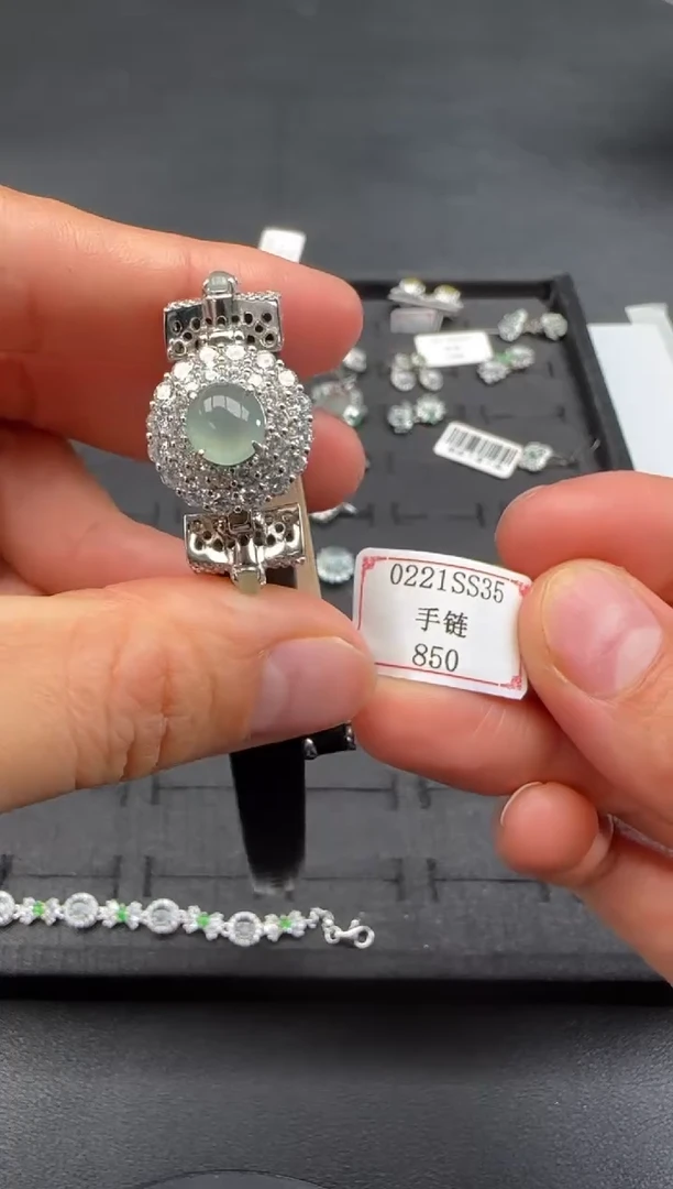 【闪购商品】翡翠手链银S925镶嵌0221SS35