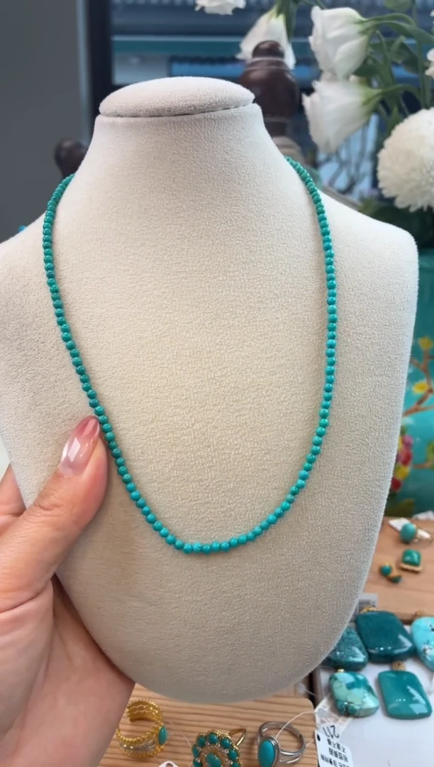 18K金镶嵌绿松石项链1