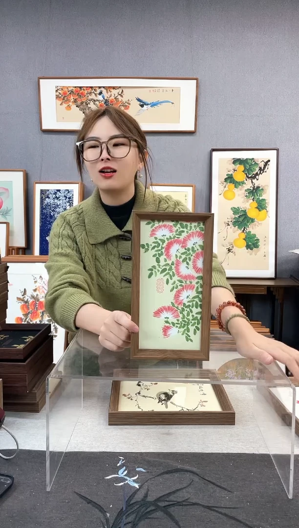 【闪购商品】国画手写手绘带框作品-16*29-