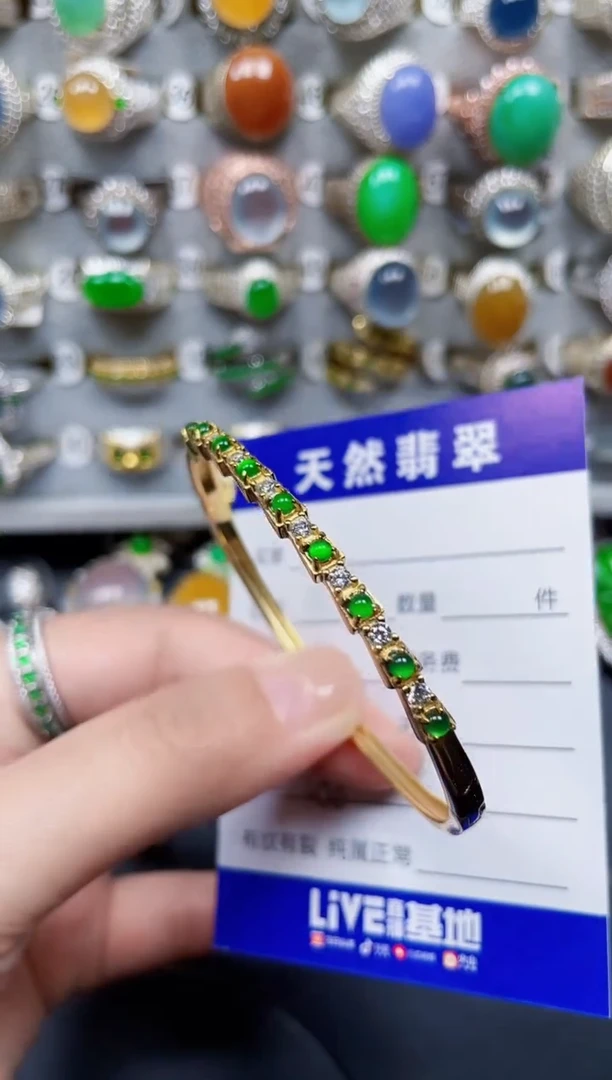 银S925镶嵌手镯翡翠288
