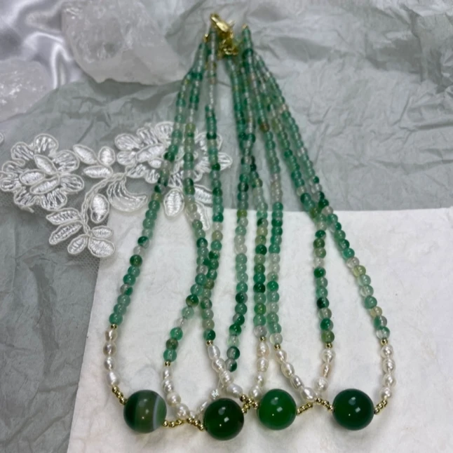 非金属仿水晶项链 绿水望青山 芳华设计手工国风项链绿色古风项链