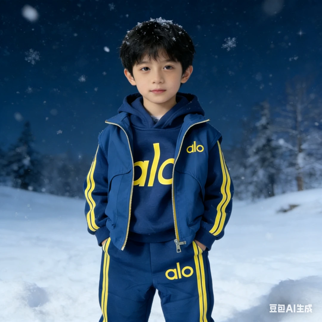 休闲风冬季卫衣男运动男童厚款常规款通用套装