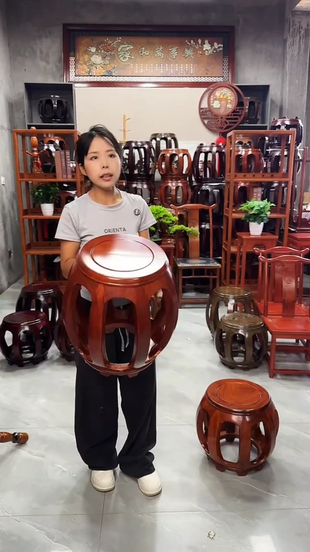 花梨木类家具花梨色大号鼓凳四个