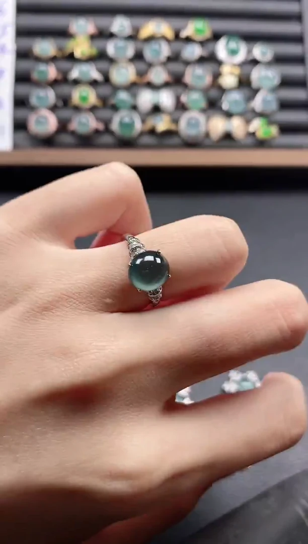 银S925镶嵌戒指翡翠5115