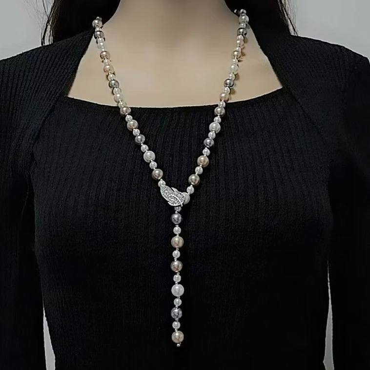 欧美风日韩百搭复古毛衣链彩色x5611