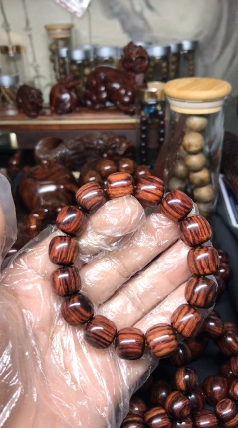 【闪购商品】黄花梨/降香黄檀手串/手链海南黄花梨黎族大黑线14*15