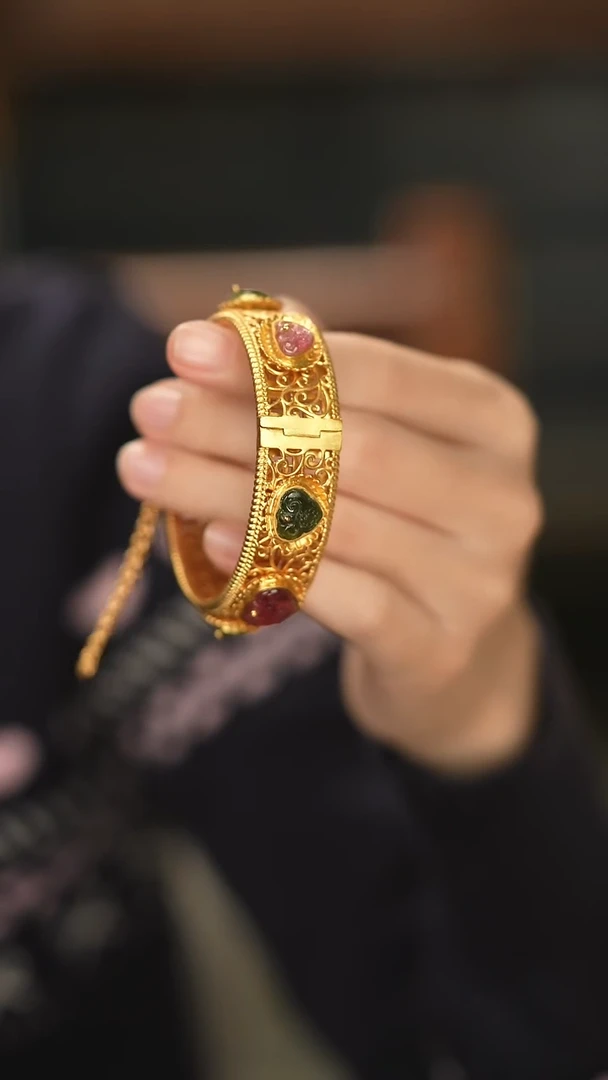 【闪购商品】碧玺手镯银S925镶嵌新款