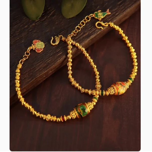 古法金足金999生辰花手链精品黄金（定制款）