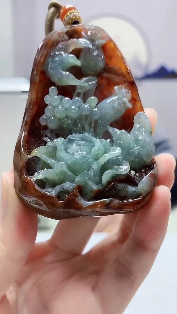 定制翡翠未镶嵌5060zm-毛货挂件150喜上眉梢