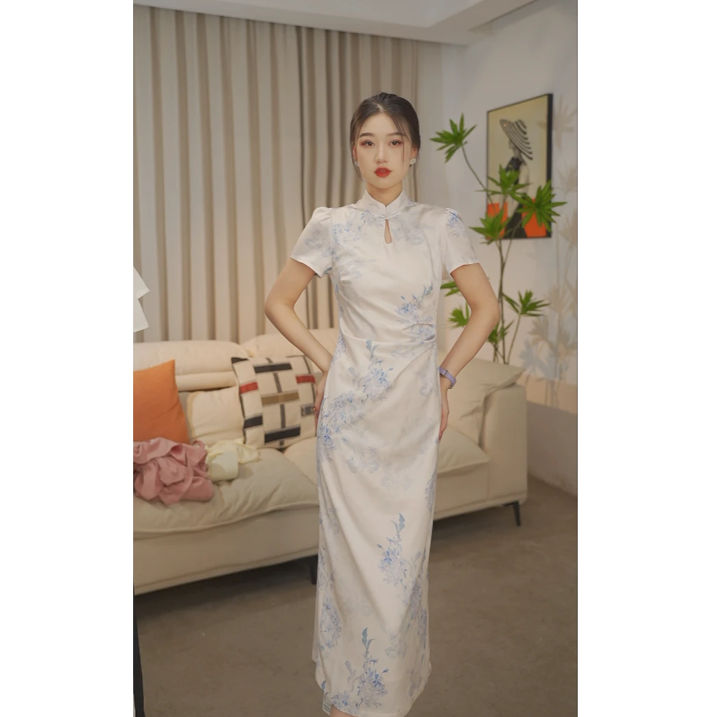 2025夏凉重工提花旗袍裙女夏季国风改良新中式连衣裙