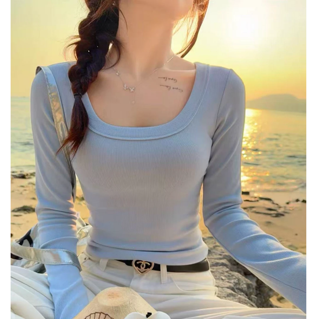 8927时尚洋气气质女神春秋T恤打底