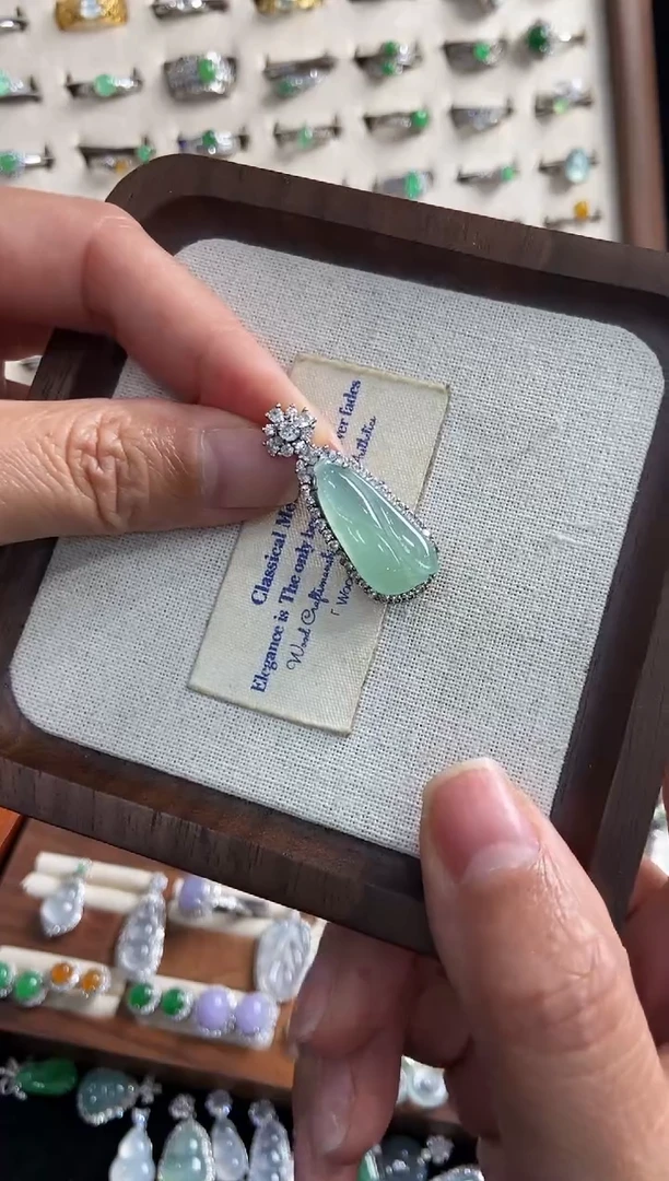 银S925镶嵌挂件翡翠吊坠