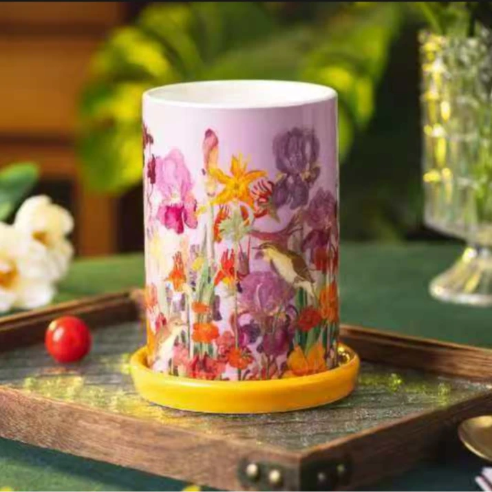 【奇居铜饰】温陶瓷花卉幻想筷子筒 家用厨房大容量收纳桶