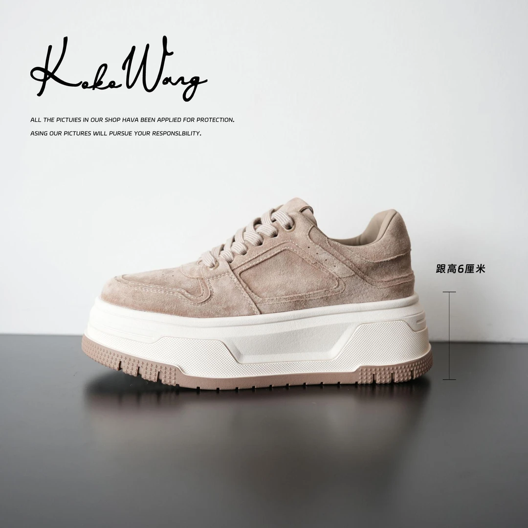 KOKO WANG秋冬新款羊绒面撞色厚底系带百搭德训休闲鞋X1925H31X05