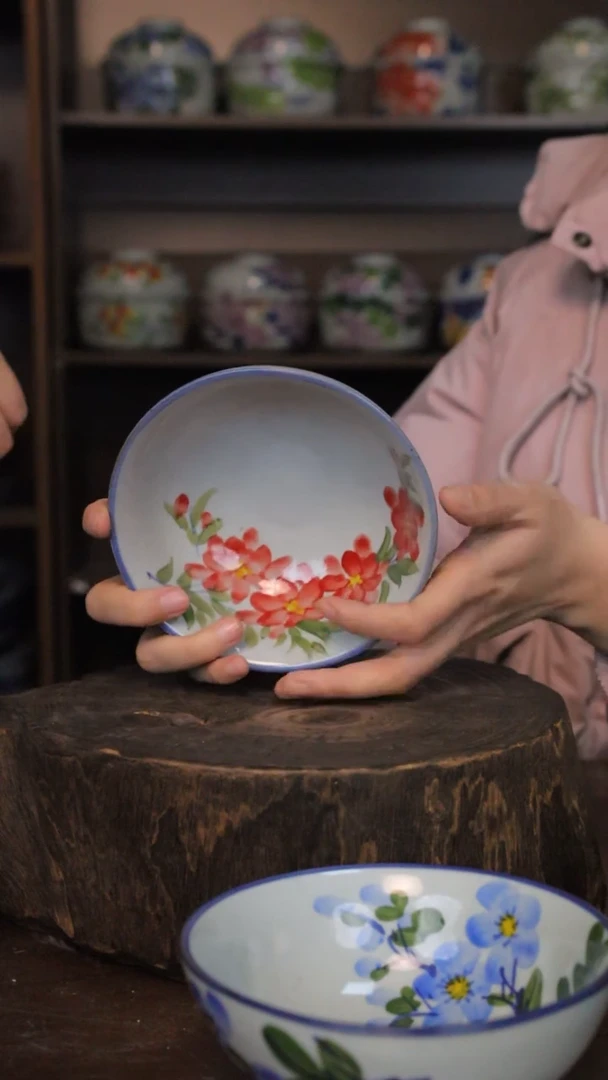 【闪购商品】椿野5寸鸡心碗（小红花）C274*2