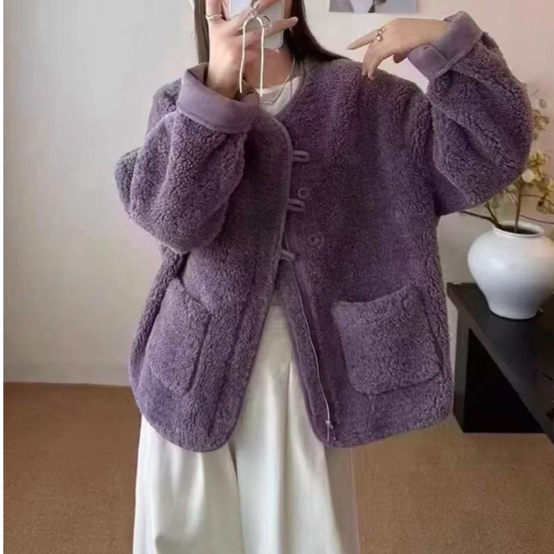 毛绒Y1328芋紫时尚慵懒风外套766