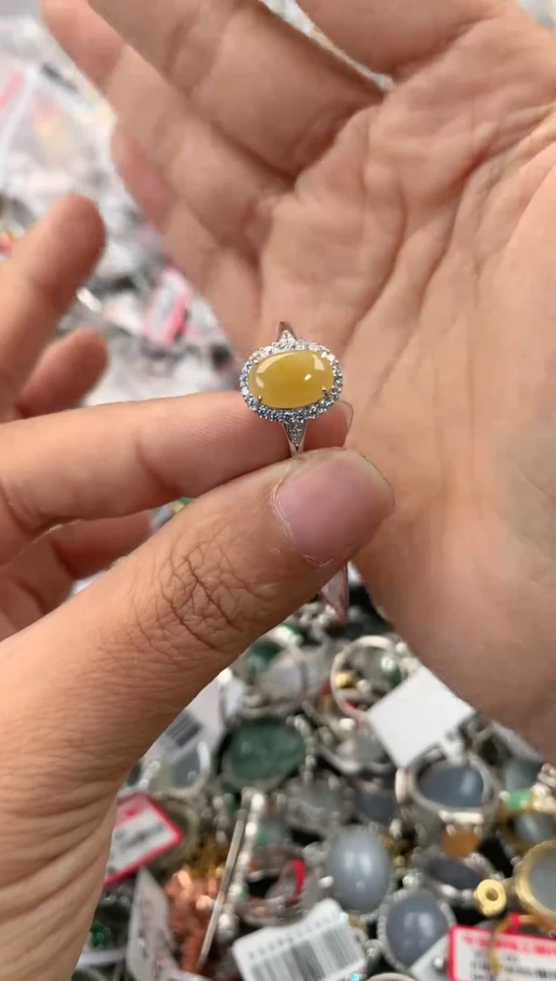 银S925镶嵌戒指翡翠444              2