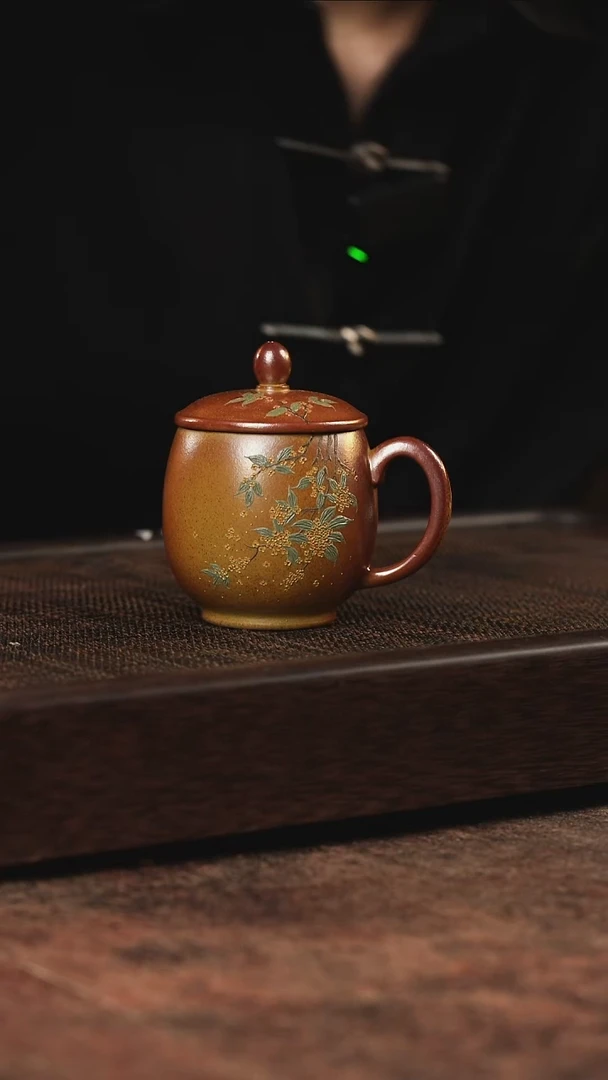 宜兴紫砂柴烧盖杯