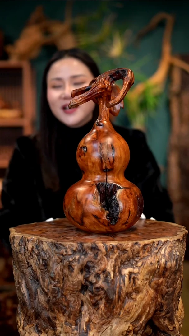 木雷击枣木葫芦摆件