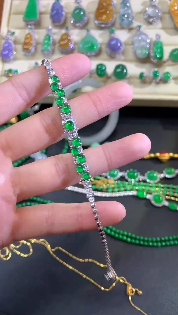 18K金镶嵌手链翡翠手链|40000+1333