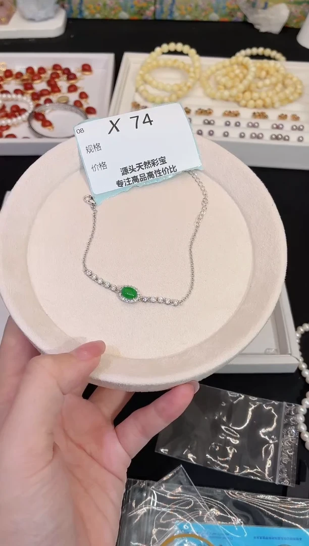 银S925镶嵌手链翡翠易*呀多样性发一X74