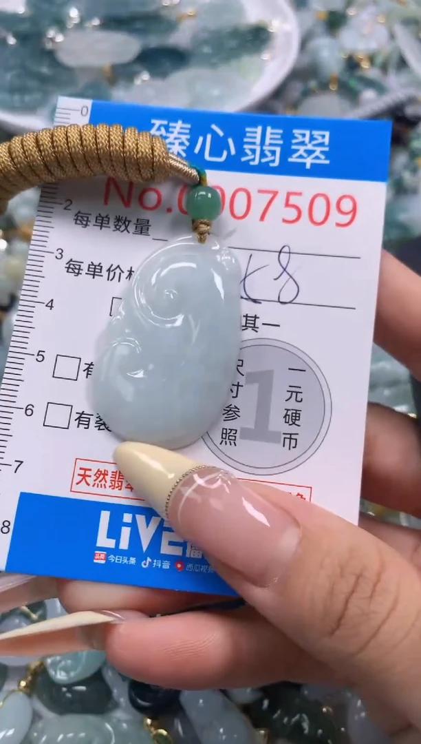 翡翠未镶嵌颈饰含绳0007509
