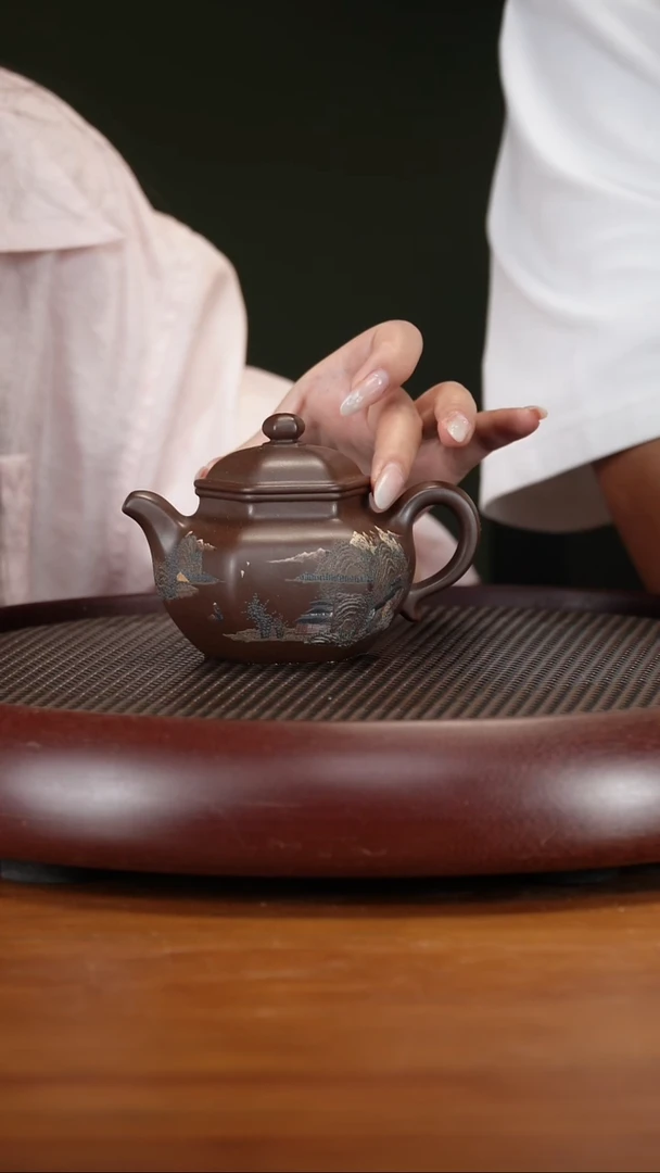 茶壶紫砂110SC六方掇球 老紫泥