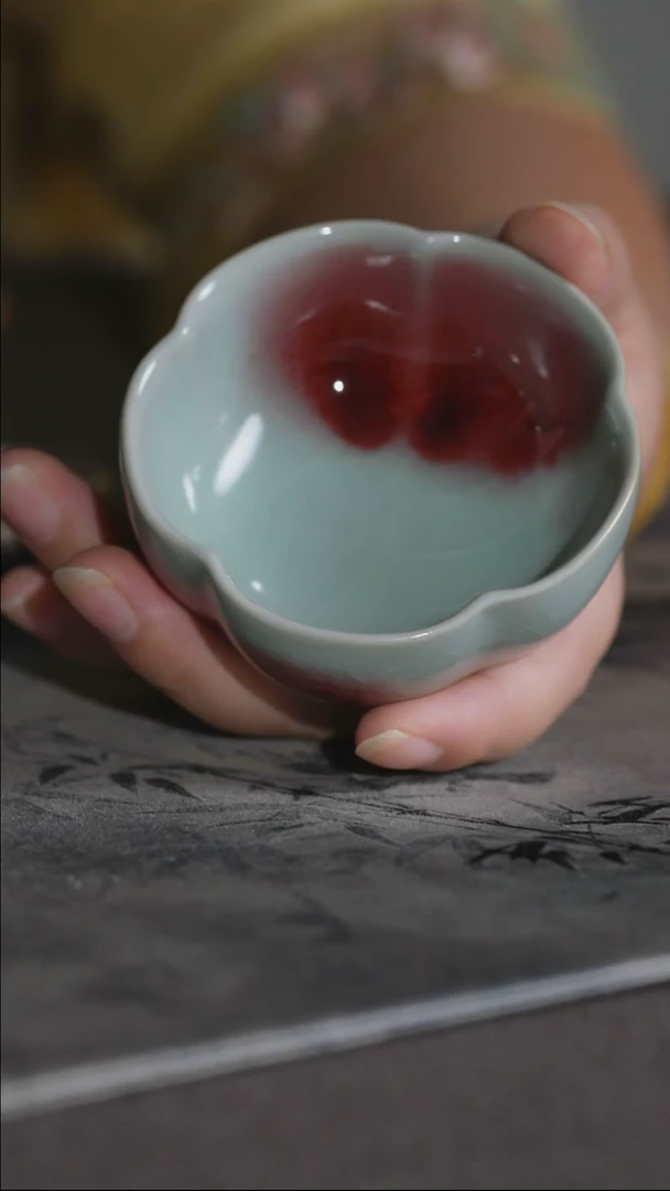 善窑厂汝窑天落红杯