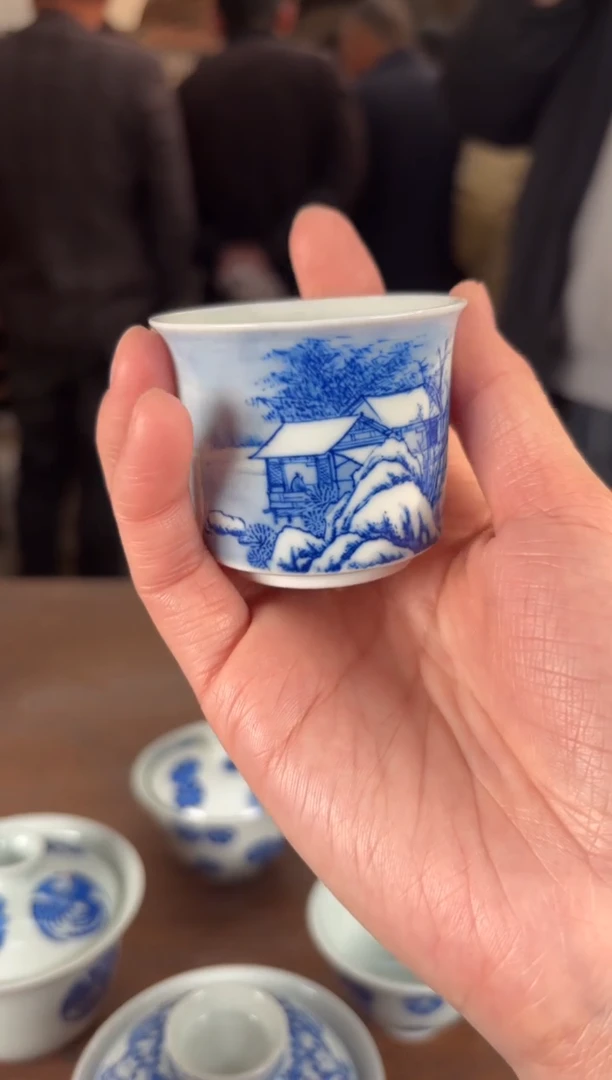 【闪购商品】杯看山柴窑青花看山柴窑青花