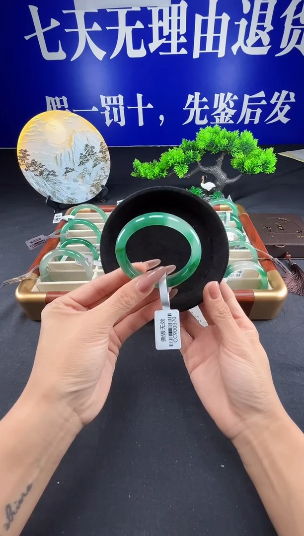 未镶嵌手镯石英质玉（非洲翠）圈口53