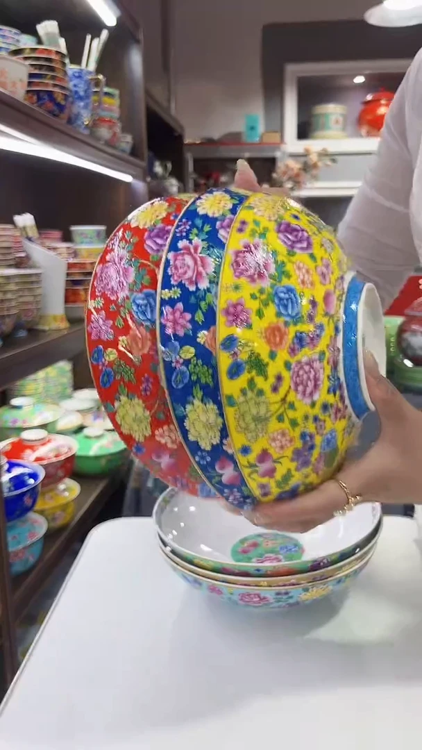 瓷片8.5英寸元宝盘3个景德镇混色