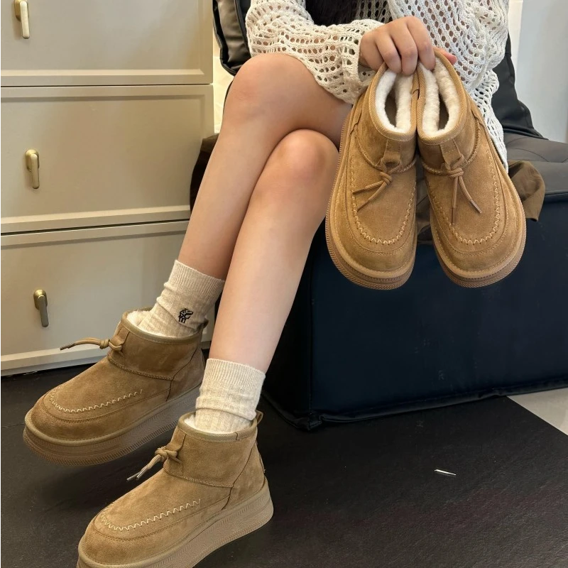 TS厚底休闲鞋女2025冬季新款加绒加厚雪地靴保暖棉鞋百搭休闲鞋女