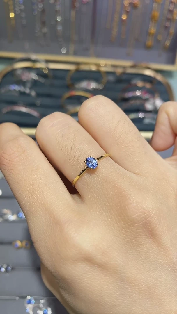 【闪购商品】蓝宝石戒指18K金镶嵌戒指