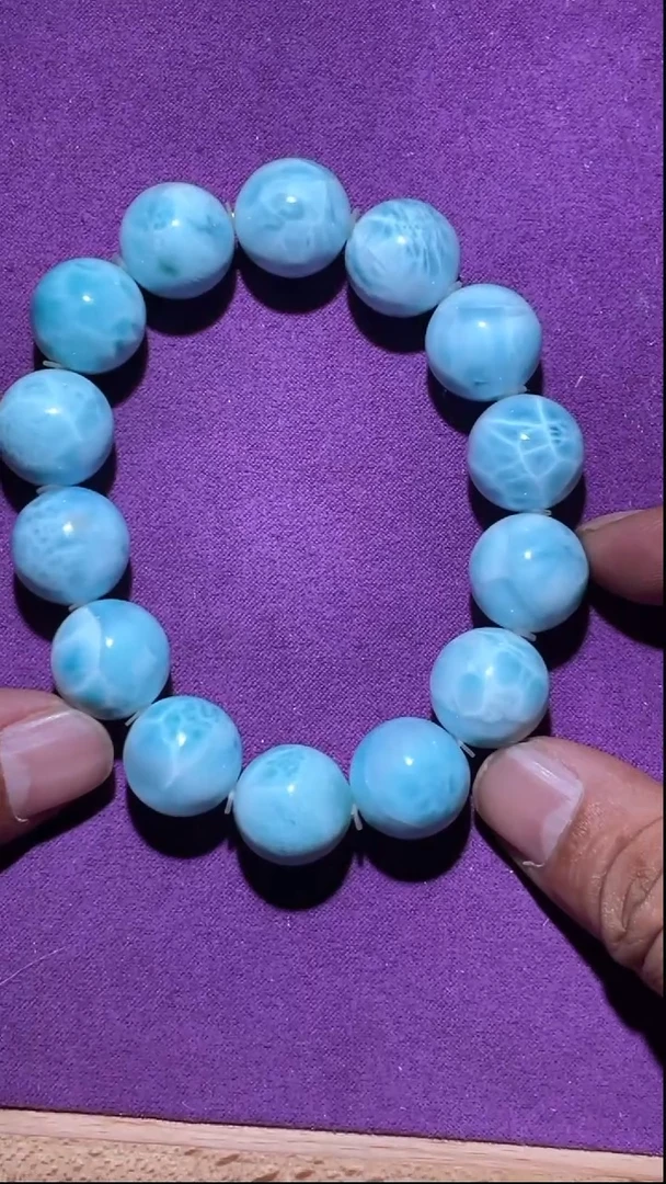 未镶嵌针钠钙石（海纹石）手串wr   圆珠手串   卡16