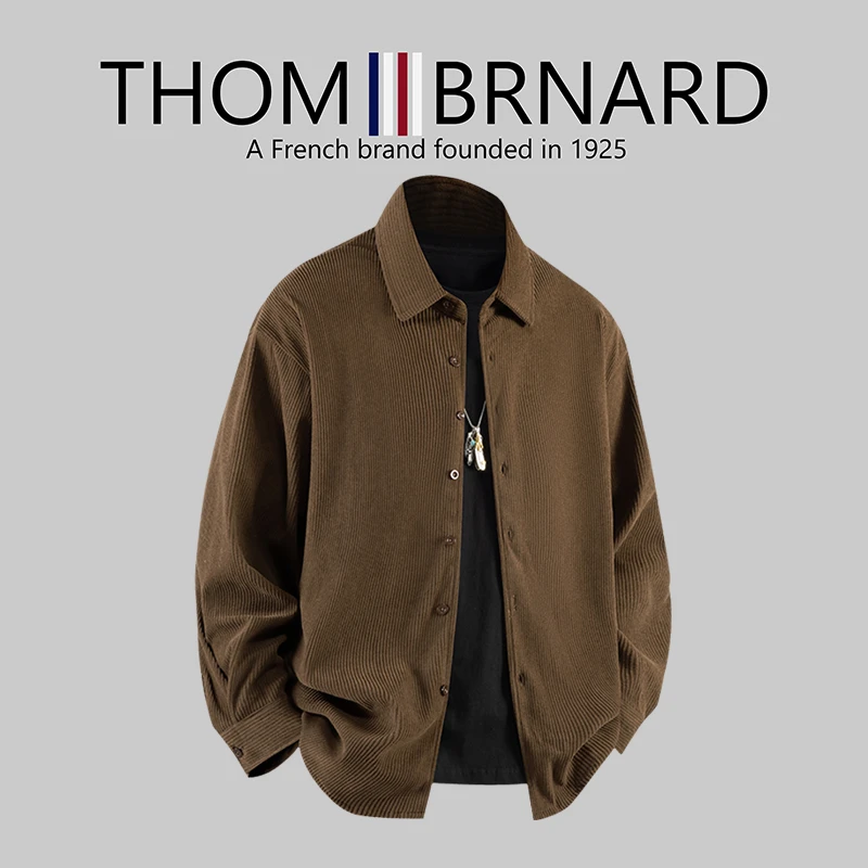 【品牌现货撤柜】THOM BRNARD男士灯芯条条纹商务风衬衫外套净色款