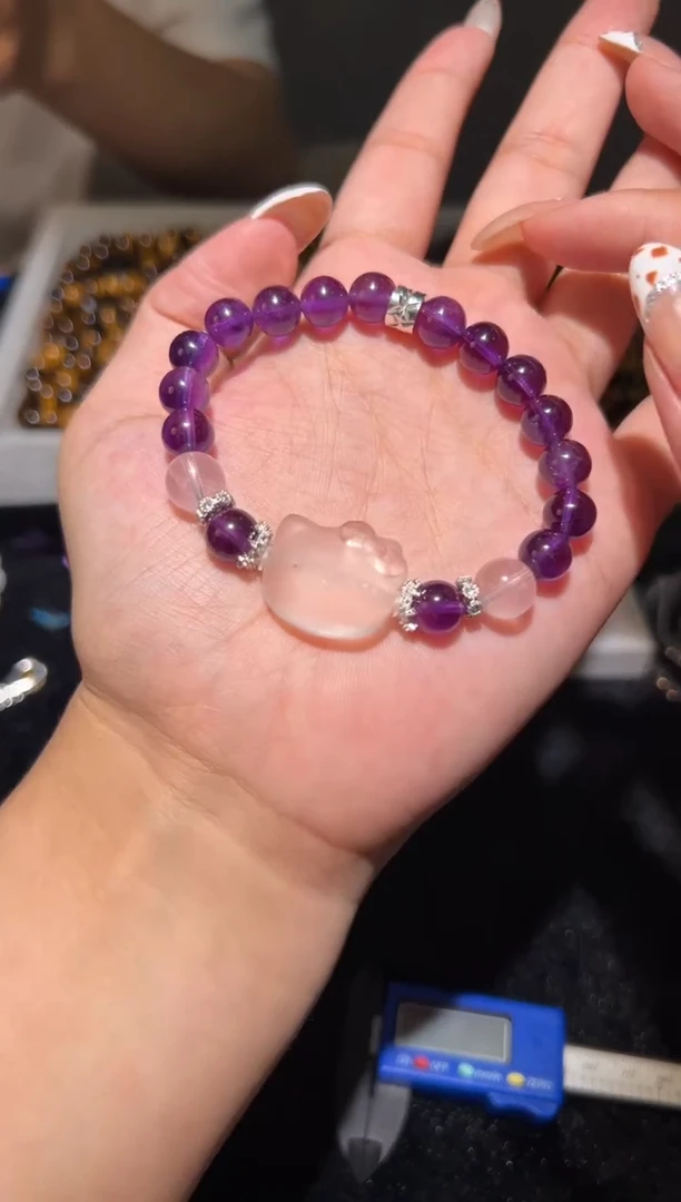 紫晶手链未镶嵌乌拉圭紫水晶diykitty