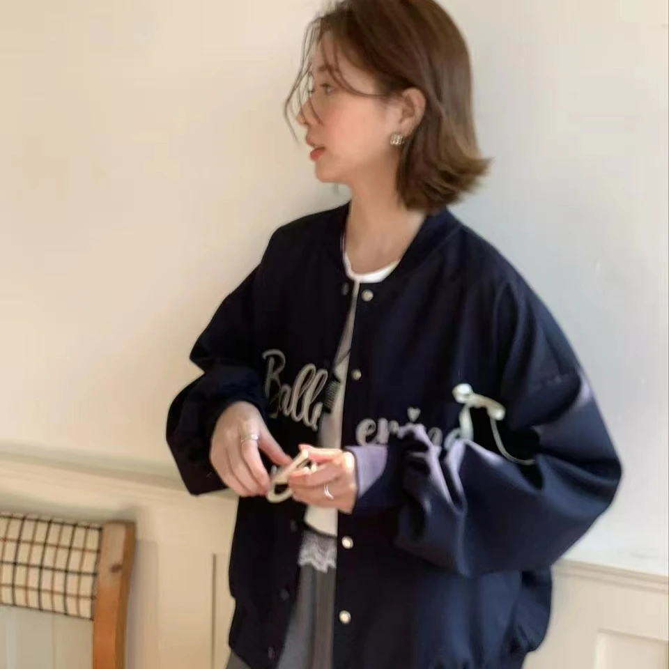 HY-5770-春季上新高品质蝴蝶结款棒球服外套