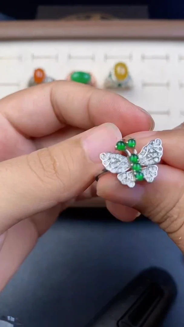 翡翠银S925镶嵌耳饰315353532