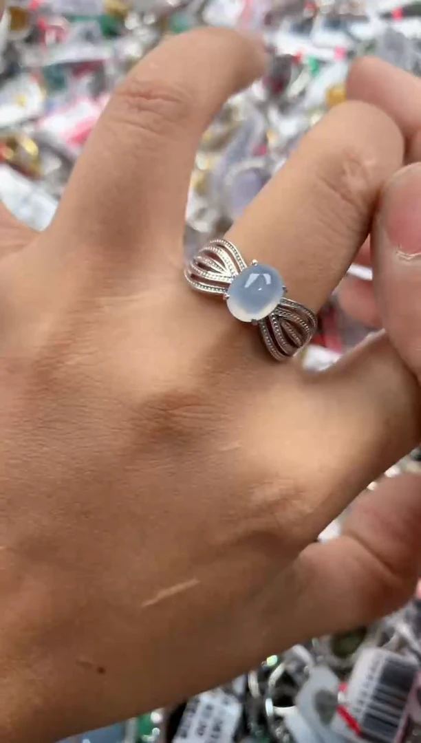 银S925镶嵌戒指翡翠555                    4