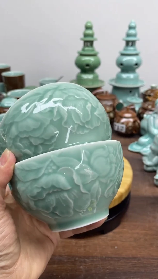 特价青瓷 慧语瓷坊 青瓷4.5寸2个