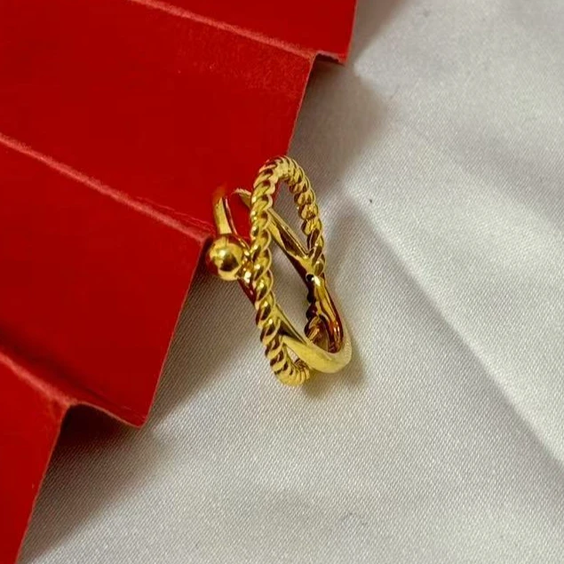 【小鹏黄金】足金999交叉麻花5D工艺戒指