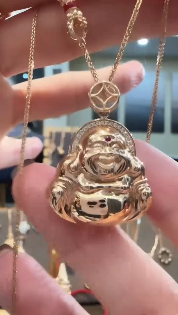 18K金镶嵌吊坠(不含链)天然钻石18K金钻石佛公吊坠不含链