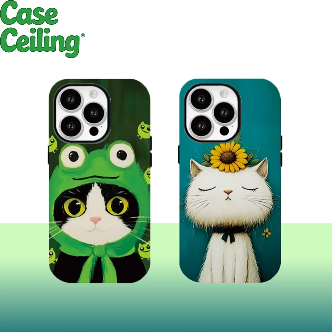 Caseceling韩菲二合一青蛙头套小猫适用苹果17promax手机壳防摔个